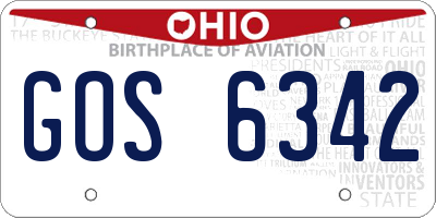 OH license plate GOS6342