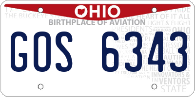 OH license plate GOS6343