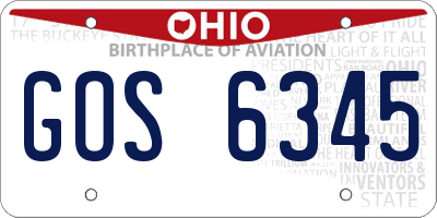 OH license plate GOS6345