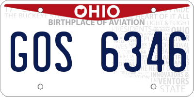 OH license plate GOS6346