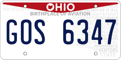 OH license plate GOS6347