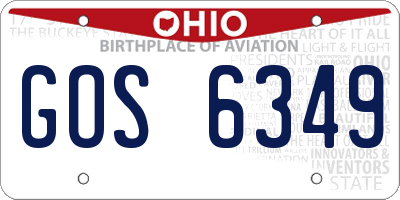 OH license plate GOS6349