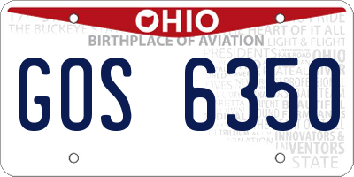 OH license plate GOS6350