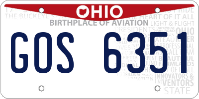 OH license plate GOS6351