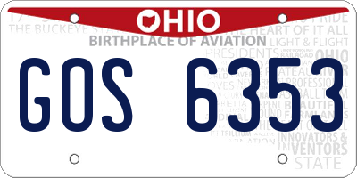 OH license plate GOS6353