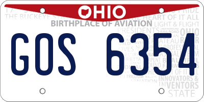 OH license plate GOS6354