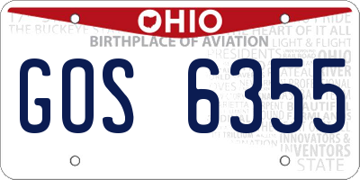 OH license plate GOS6355