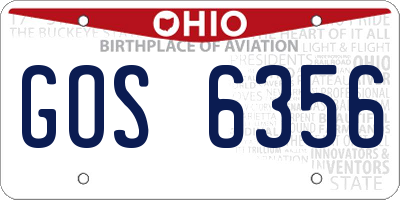 OH license plate GOS6356
