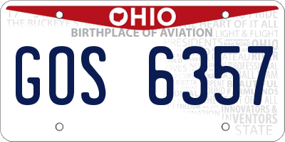 OH license plate GOS6357
