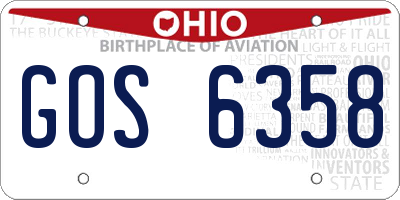 OH license plate GOS6358