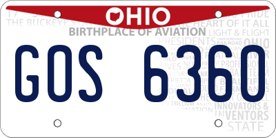 OH license plate GOS6360