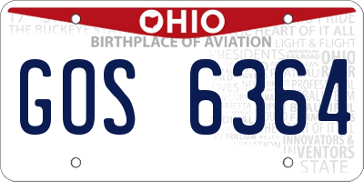 OH license plate GOS6364
