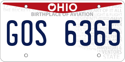 OH license plate GOS6365
