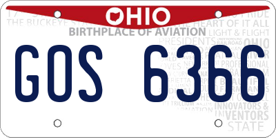 OH license plate GOS6366