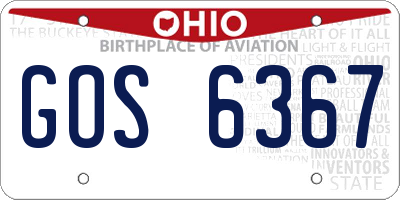 OH license plate GOS6367