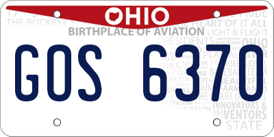 OH license plate GOS6370