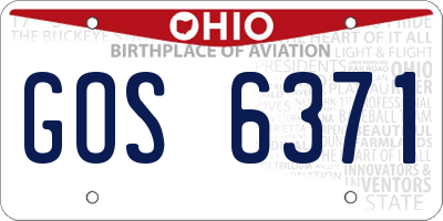 OH license plate GOS6371
