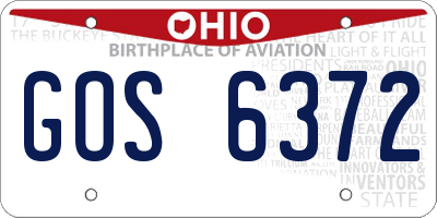 OH license plate GOS6372