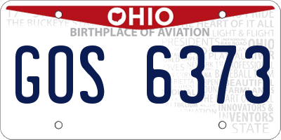 OH license plate GOS6373