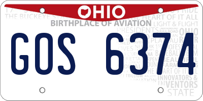 OH license plate GOS6374