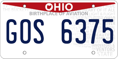 OH license plate GOS6375