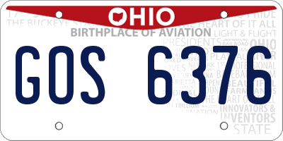 OH license plate GOS6376