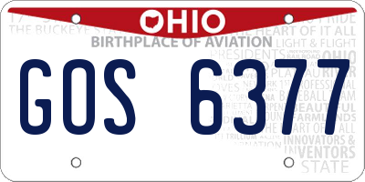 OH license plate GOS6377