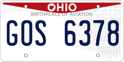 OH license plate GOS6378