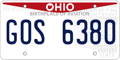 OH license plate GOS6380
