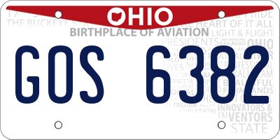 OH license plate GOS6382