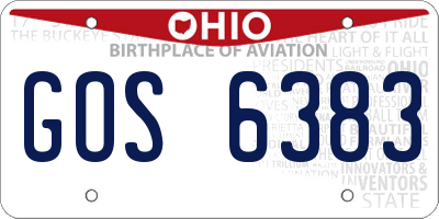 OH license plate GOS6383