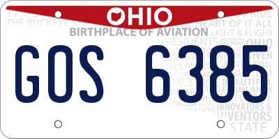 OH license plate GOS6385