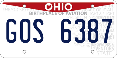 OH license plate GOS6387