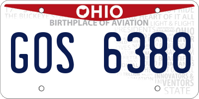 OH license plate GOS6388