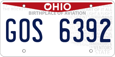 OH license plate GOS6392