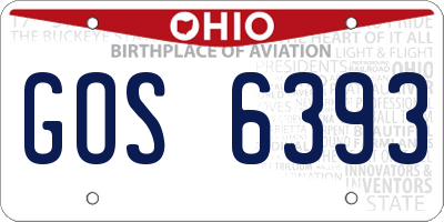 OH license plate GOS6393