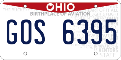 OH license plate GOS6395
