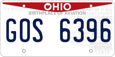 OH license plate GOS6396