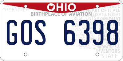 OH license plate GOS6398