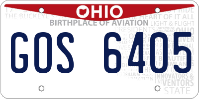 OH license plate GOS6405
