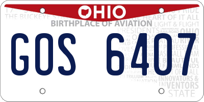 OH license plate GOS6407