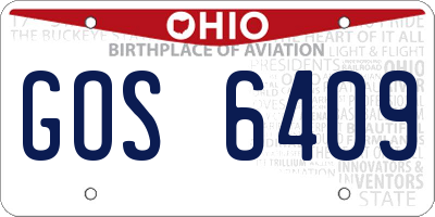 OH license plate GOS6409