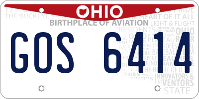 OH license plate GOS6414