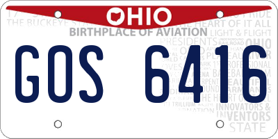 OH license plate GOS6416