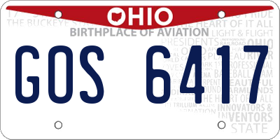 OH license plate GOS6417