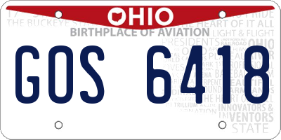 OH license plate GOS6418