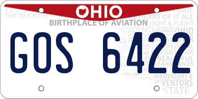 OH license plate GOS6422