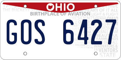 OH license plate GOS6427