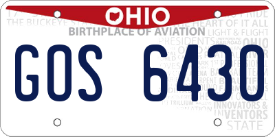 OH license plate GOS6430