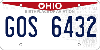 OH license plate GOS6432